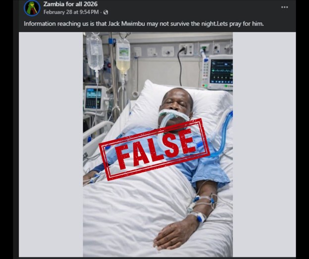 FALSE: Minister Jack Mwiimbu not Hospitalized, Viral AI image is a Hoax