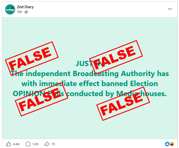 No, IBA has not banned media houses from broadcasting election opinion polls